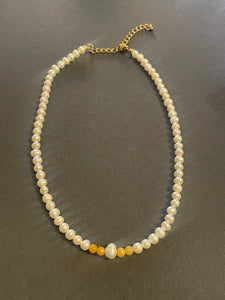 PEARL & YELLOW JADE NECKLACE - Lemuria Store