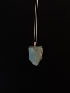 Aquamarine Raw Piece on Silver Necklace - Lemuria Store