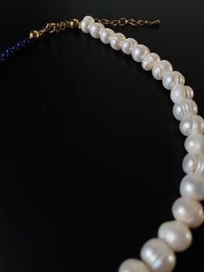 Lapis Lazuli & Baroque Pearl Necklace - Lemuria Store