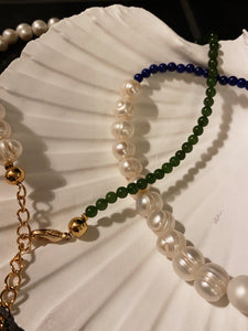 Green Jade & Baroque Pearl Necklace - Lemuria Store