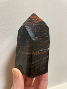 Black Tourmaline Point with Hematite