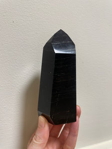 Black Tourmaline Point with Hematite