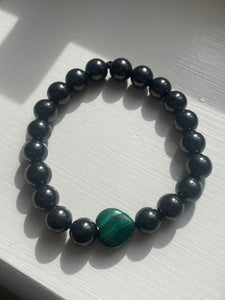Shungite & Malachite heart bracelet