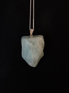 Aquamarine Raw Piece on Silver Necklace - Lemuria Store