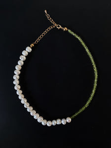 Peridot & Baroque Pearl Necklace - Lemuria Store