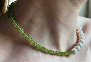Peridot & Baroque Pearl Necklace - Lemuria Store